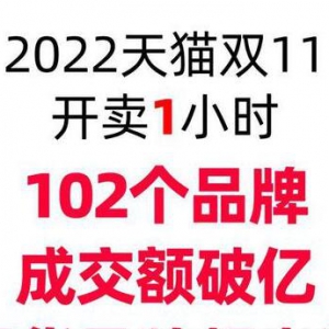 天猫双11：开卖1小时102个品牌成交额过亿